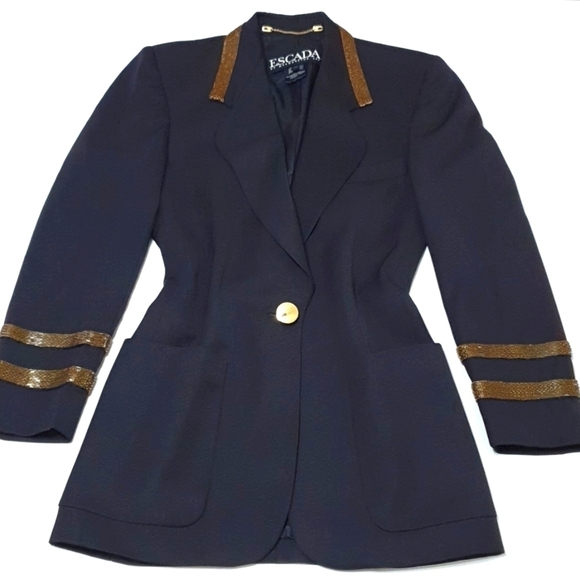 Escada 100% Wool Beaded Trim Coat - Picture 3 of 12